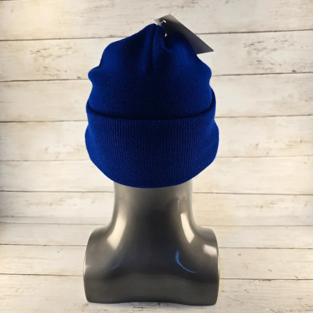 NWT SMU Mustangs Beanie Royal Blue Knit Cuffed Hat Red Mascot Logo One Size NWT